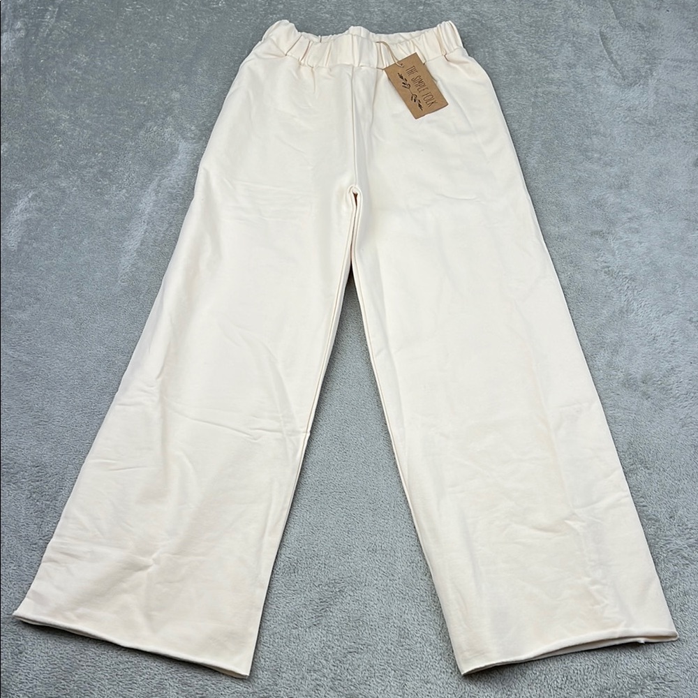 NEW The Simple Folk 0 Organic‎ Cotton Cream Undyed The Wide Leg Fleece Trouser